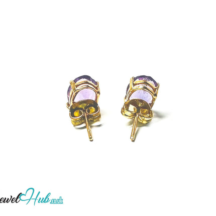 14K Gold Amethyst Stud Earrings - Twilight Bloom JH