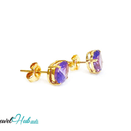 14K Gold Amethyst Stud Earrings - Twilight Bloom JH