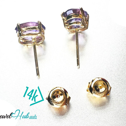 14K Gold Amethyst Stud Earrings - Twilight Bloom JH