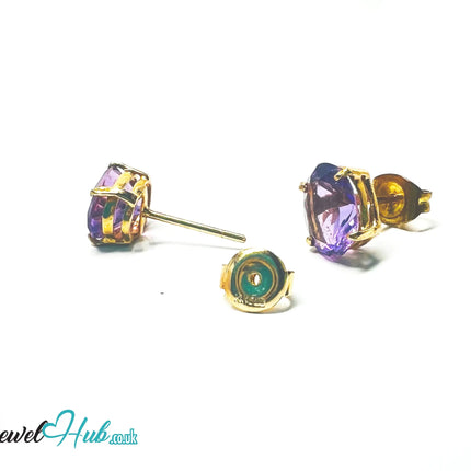 14K Gold Amethyst Stud Earrings - Twilight Bloom JH