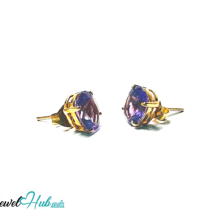 14K Gold Amethyst Stud Earrings - Twilight Bloom JH