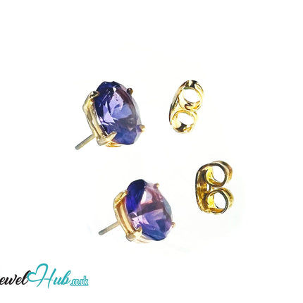 14K Gold Amethyst Stud Earrings - Twilight Bloom JH