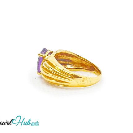 14k Gold Oval Cut Amethyst Ring – Hallmarked | 2.8 Carats | UK M½ US 6.5 | Bold gold & Regal violet JH