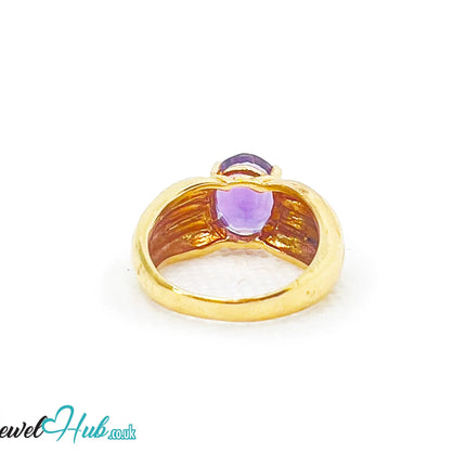 14k Gold Oval Cut Amethyst Ring – Hallmarked | 2.8 Carats | UK M½ US 6.5 | Bold gold & Regal violet JH