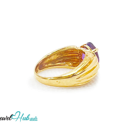 14k Gold Oval Cut Amethyst Ring – Hallmarked | 2.8 Carats | UK M½ US 6.5 | Bold gold & Regal violet JH