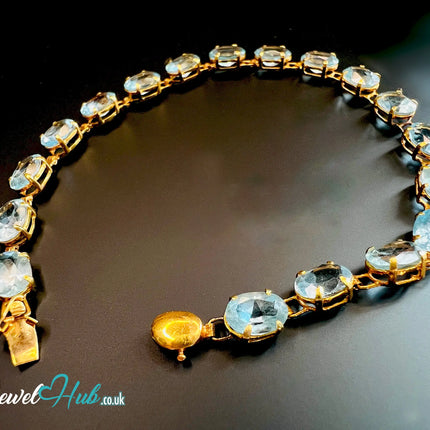 14k Gold Aquamarine Bracelet – x18 Oval Stones · Hallmarked · JewelHub JH