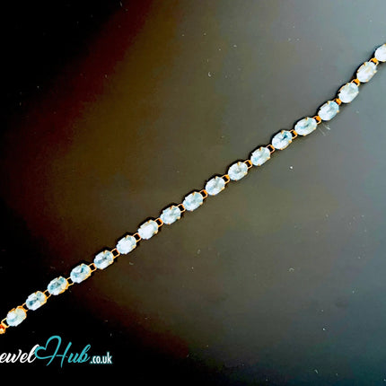 14k Gold Aquamarine Bracelet – x18 Oval Stones · Hallmarked · JewelHub JH