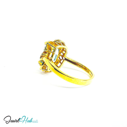 14K Gold Aquamarine & Diamond Ring · 5.2ct Aquamarine · UK M · US 6.5 · Sculpted Loop Setting JH