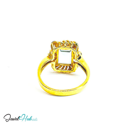 14K Gold Aquamarine & Diamond Ring · 5.2ct Aquamarine · UK M · US 6.5 · Sculpted Loop Setting JH