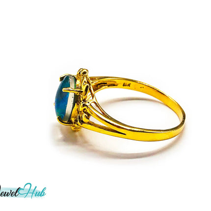 18k Gold Black Opal Ring – Hallmarked (750) | UK Q / US 8.5 | Rare Gemstone, Artisan Craftsmanship JH