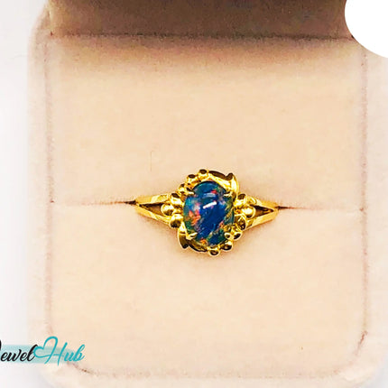 18k Gold Black Opal Ring – Hallmarked (750) | UK Q / US 8.5 | Rare Gemstone, Artisan Craftsmanship JH