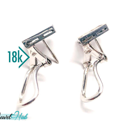 14k White Gold Diamond Checker-Style Clip Earrings – Luxury & Brilliance JH