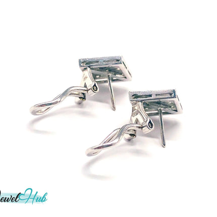 14k White Gold Diamond Checker-Style Clip Earrings – Luxury & Brilliance JH