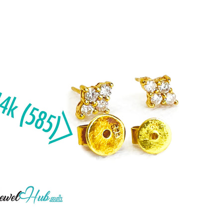 14K Gold Diamond Stud Earrings - Luna Spark JH