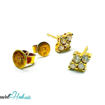 14K Gold Diamond Stud Earrings - Luna Spark JH