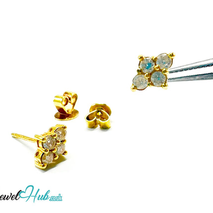 14K Gold Diamond Stud Earrings - Luna Spark JH