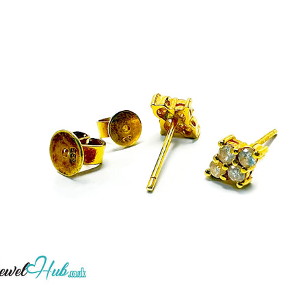 14K Gold Diamond Stud Earrings - Luna Spark JH