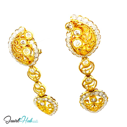 18K Gold Celestia Bloom Clip-On Earrings · 1.15ct Diamond · Sculptural Elegance · Ceremony-Ready Sparkle - JewelHub