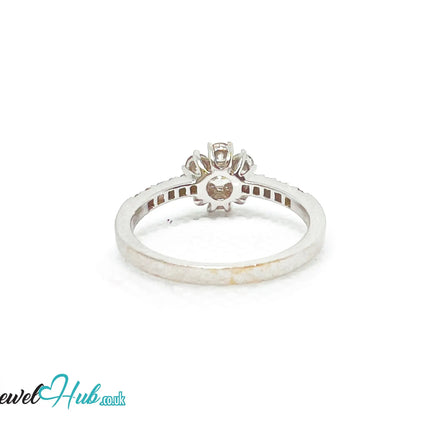 18k White Gold Diamond Ring – Hallmarked (750) | UK O US 7.5 | Floral Cluster Design JH
