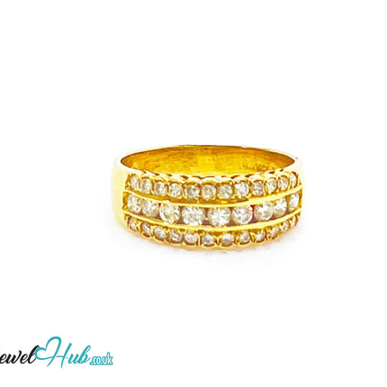 18k Gold Triple-row Pavé Band Diamond Ring | 0.55ct | UK N US 7 | Triple Row Brilliance JH