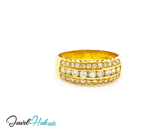 18k Gold Triple-row Pavé Band Diamond Ring | 0.55ct | UK N US 7 | Triple Row Brilliance JH