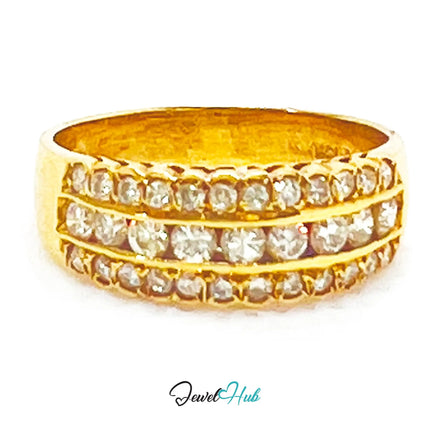 18k Gold Triple-row Pavé Band Diamond Ring | 0.55ct | UK N US 7 | Triple Row Brilliance JH