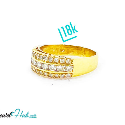 18k Gold Triple-row Pavé Band Diamond Ring | 0.55ct | UK N US 7 | Triple Row Brilliance JH