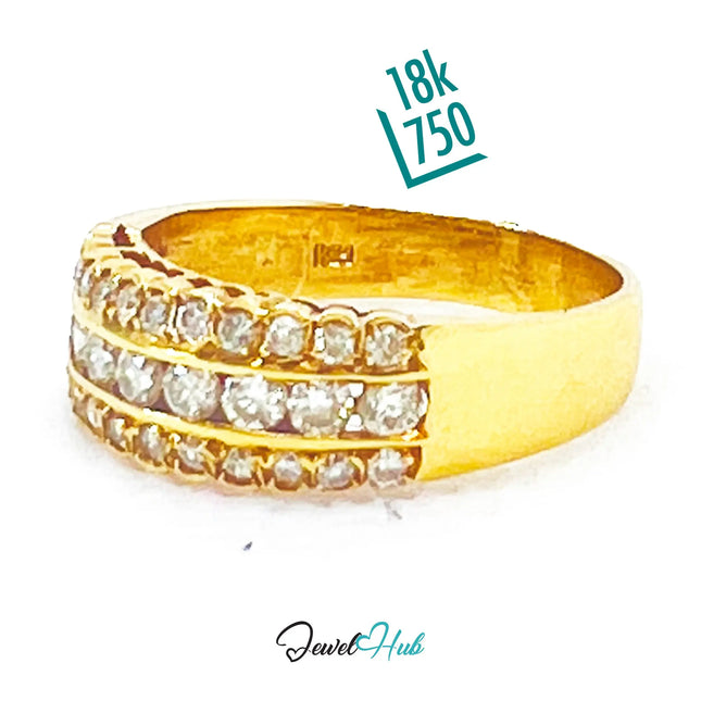 18k Gold Triple-row Pavé Band Diamond Ring | 0.55ct | UK N US 7 | Triple Row Brilliance JH