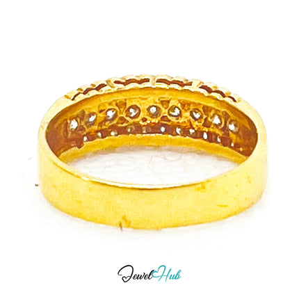 18k Gold Triple-row Pavé Band Diamond Ring | 0.55ct | UK N US 7 | Triple Row Brilliance JH