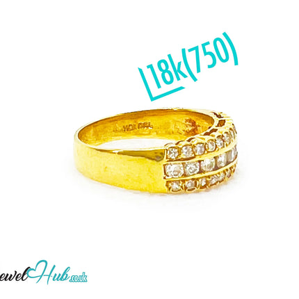 18k Gold Triple-row Pavé Band Diamond Ring | 0.55ct | UK N US 7 | Triple Row Brilliance JH