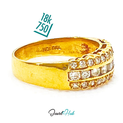 18k Gold Triple-row Pavé Band Diamond Ring | 0.55ct | UK N US 7 | Triple Row Brilliance JH