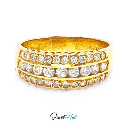 18k Gold Triple-row Pavé Band Diamond Ring | 0.55ct | UK N US 7 | Triple Row Brilliance JH