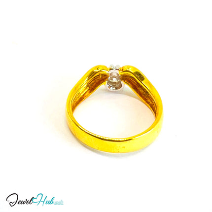 18K Gold Diamond Ring · Deep-Cut Diamond · UK O · US 7.5 · Waveform Crest Design - JewelHub