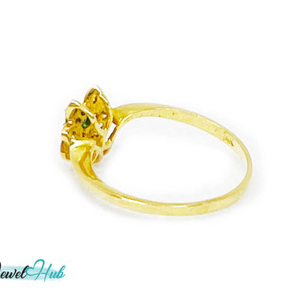 14k Gold Emerald and Diamond Ring - Hallmarked (585) | UK P US 8 | Vintage 2000s Design Lightweight 1.84g JH