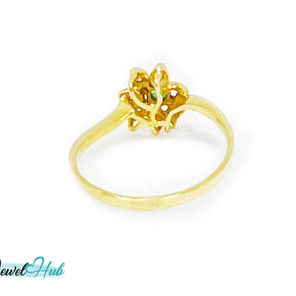 14k Gold Emerald and Diamond Ring - Hallmarked (585) | UK P US 8 | Vintage 2000s Design Lightweight 1.84g JH