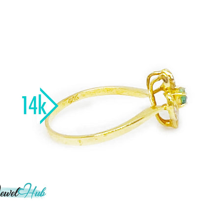 14k Gold Emerald and Diamond Ring - Hallmarked (585) | UK P US 8 | Vintage 2000s Design Lightweight 1.84g JH