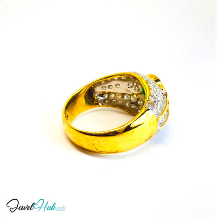 14K Gold Emerald & Diamond Ring · ~0.68ct Emerald · 0.96ct Pavé Diamonds · UK N · US 7 · Luxe Bezel Halo - JewelHub