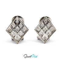 14K White Gold Diamond Earrings - 18 Diamonds