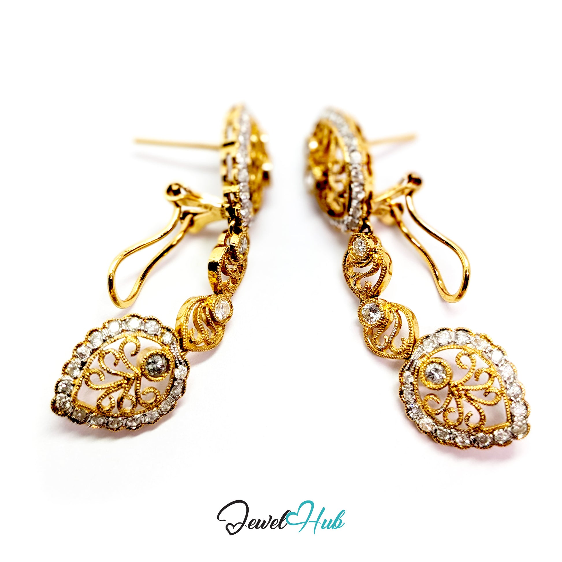 Reverse of the Celestia Bloom 18k gold diamond earrings