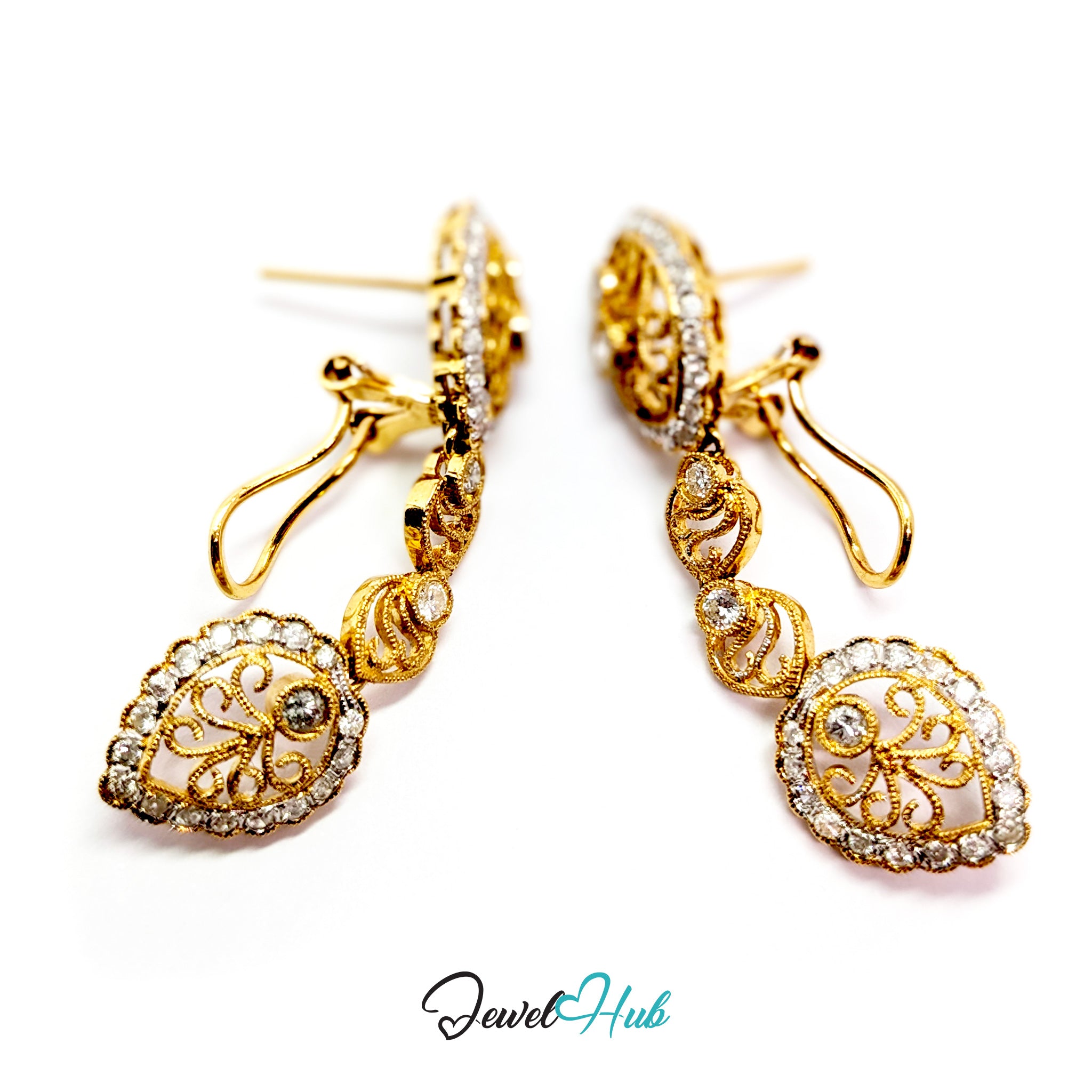 Reverse of the Celestia Bloom 18k gold diamond earrings
