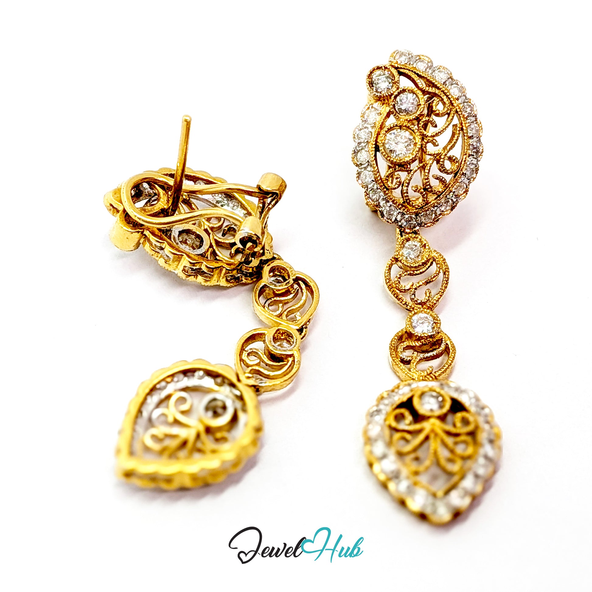 Celestia Bloom diamond earrings in warm 18k yellow gold