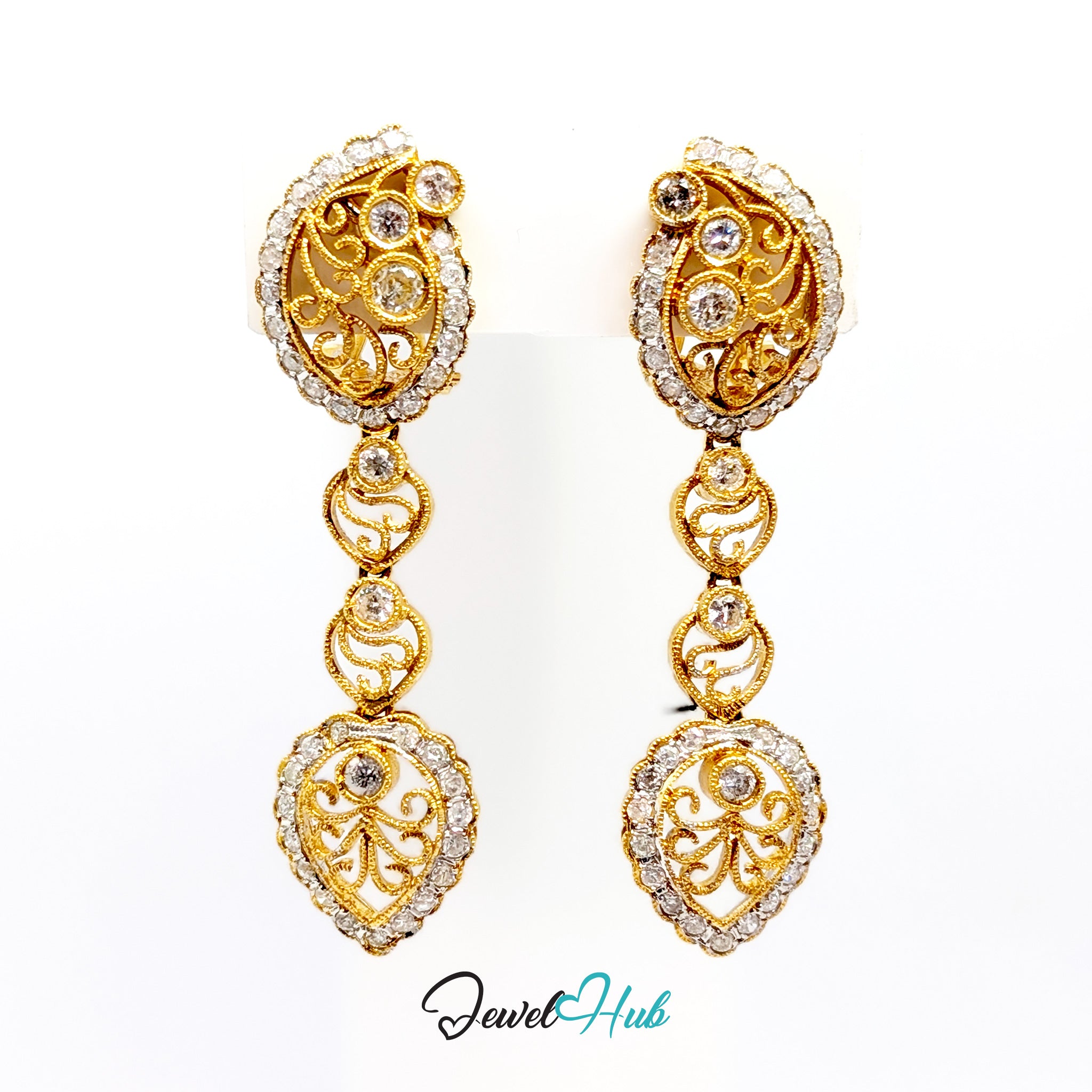 Celestia Bloom 18k gold diamond earrings, unworn one-of-a-kind pair