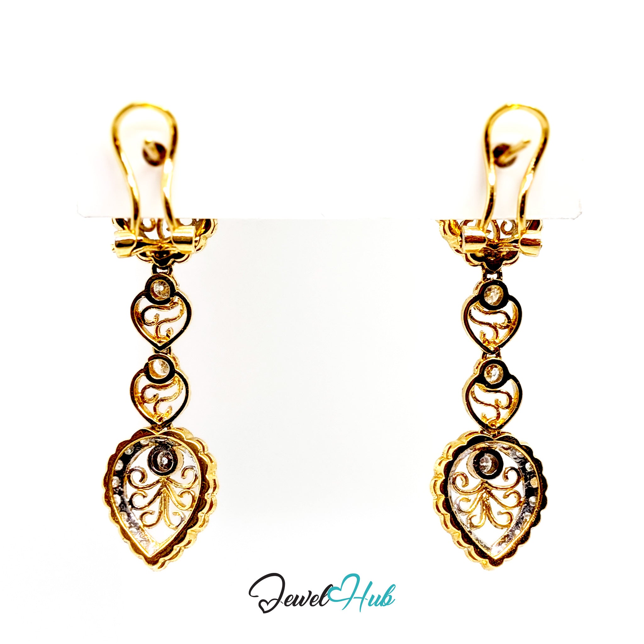 Hand-set diamond pave on the Celestia Bloom earrings in solid 18k gold