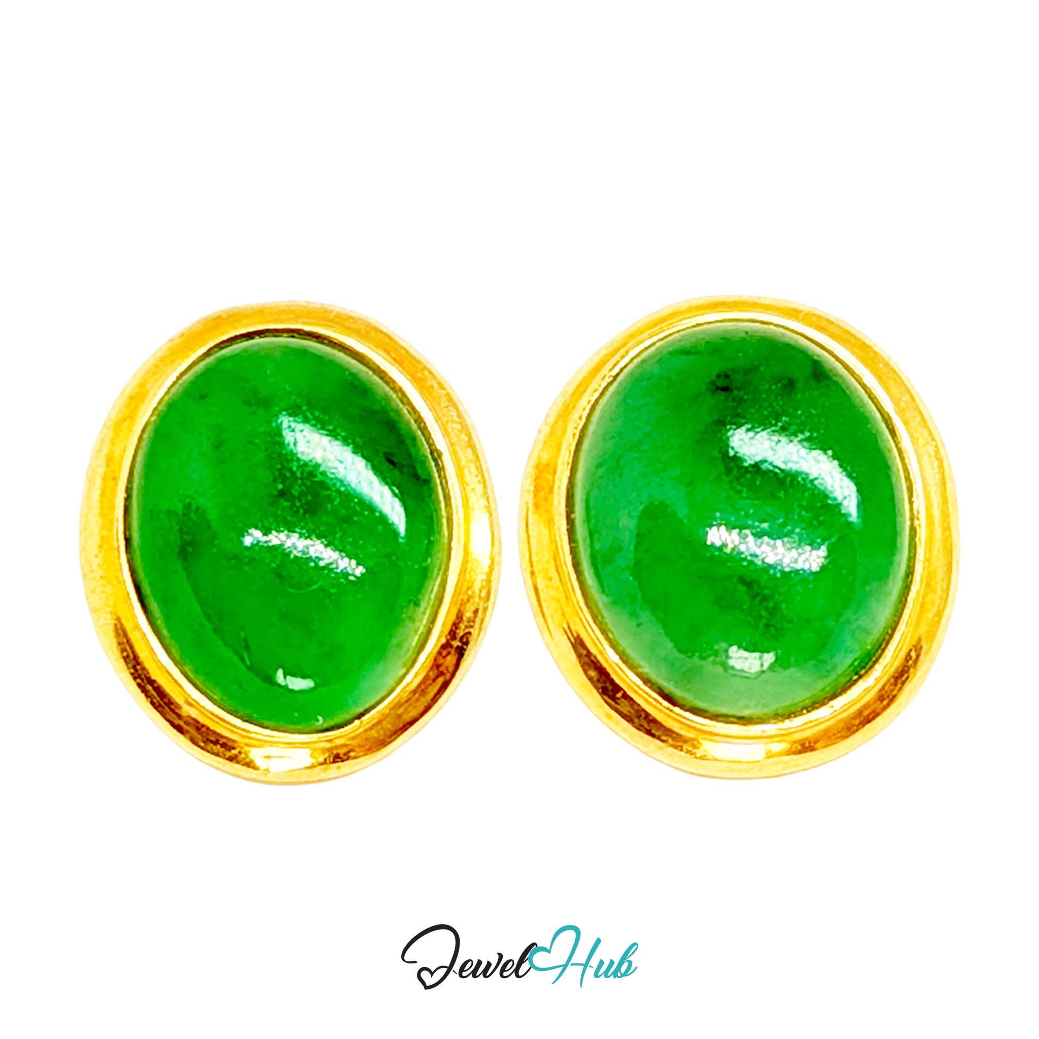 Plain polished bezel wrapping the full rim of the jade cabochon - JewelHub