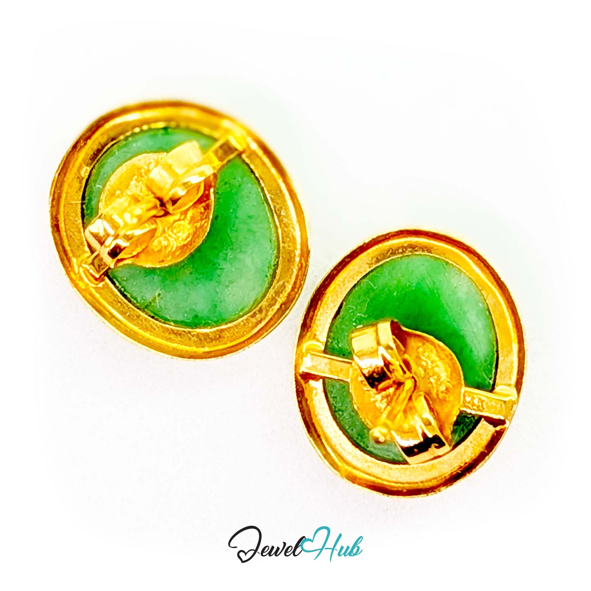Pair of jade studs shown together, 1.4 grams for the two - JewelHub