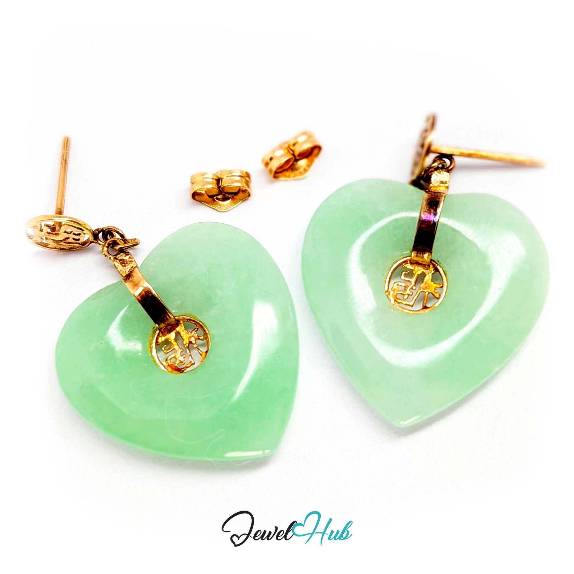 Apple green jade heart, about 20.5 x 20.5mm, semi-translucent and softly even - JewelHub
