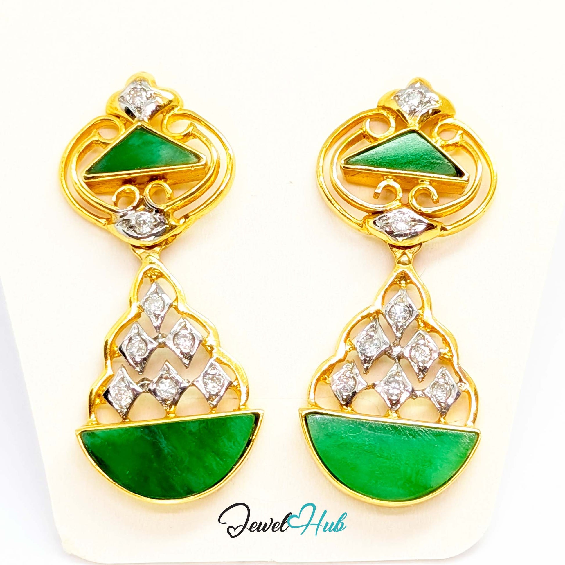 Two linked sections swinging from the joint, jade above and jade below - JewelHub