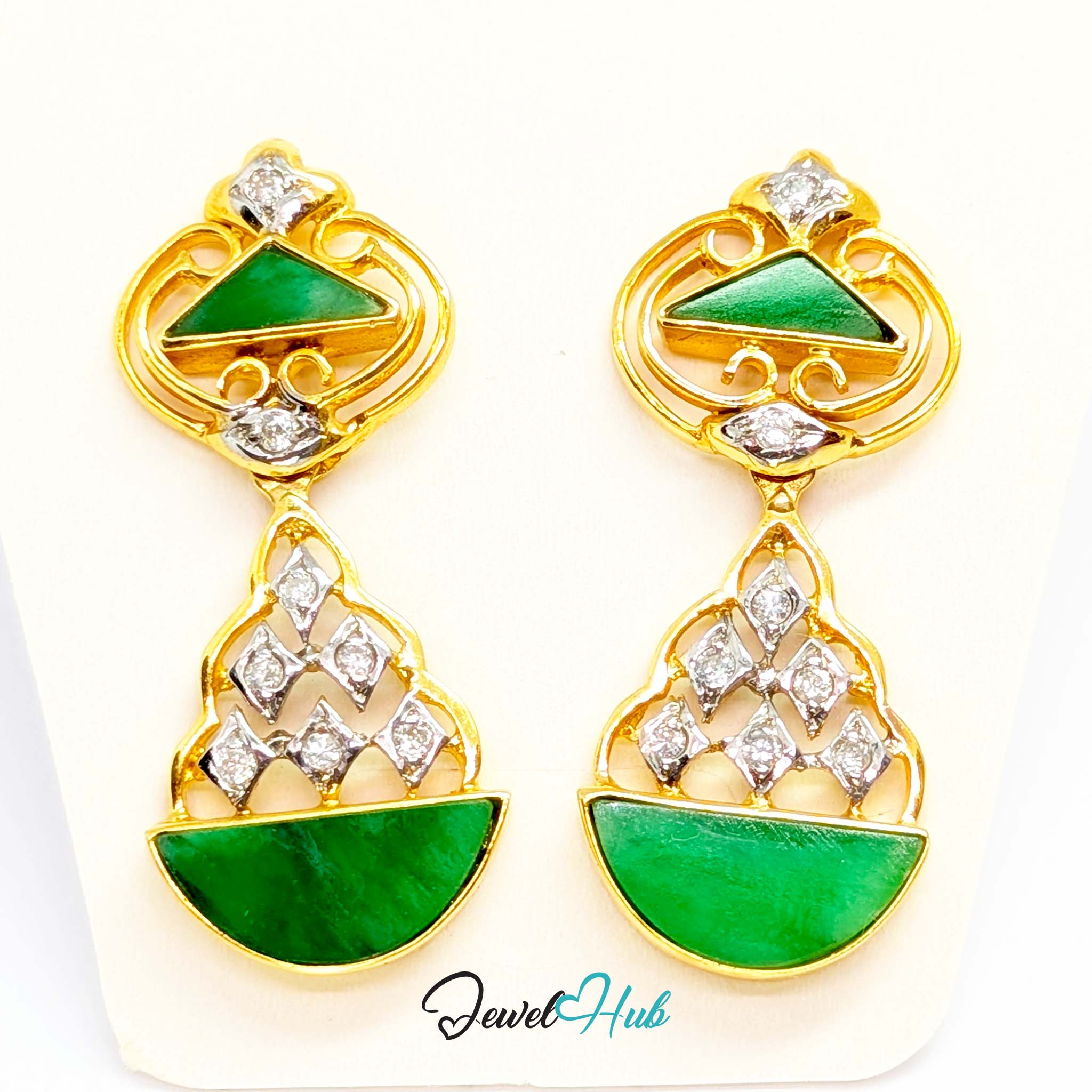 Two linked sections swinging from the joint, jade above and jade below - JewelHub