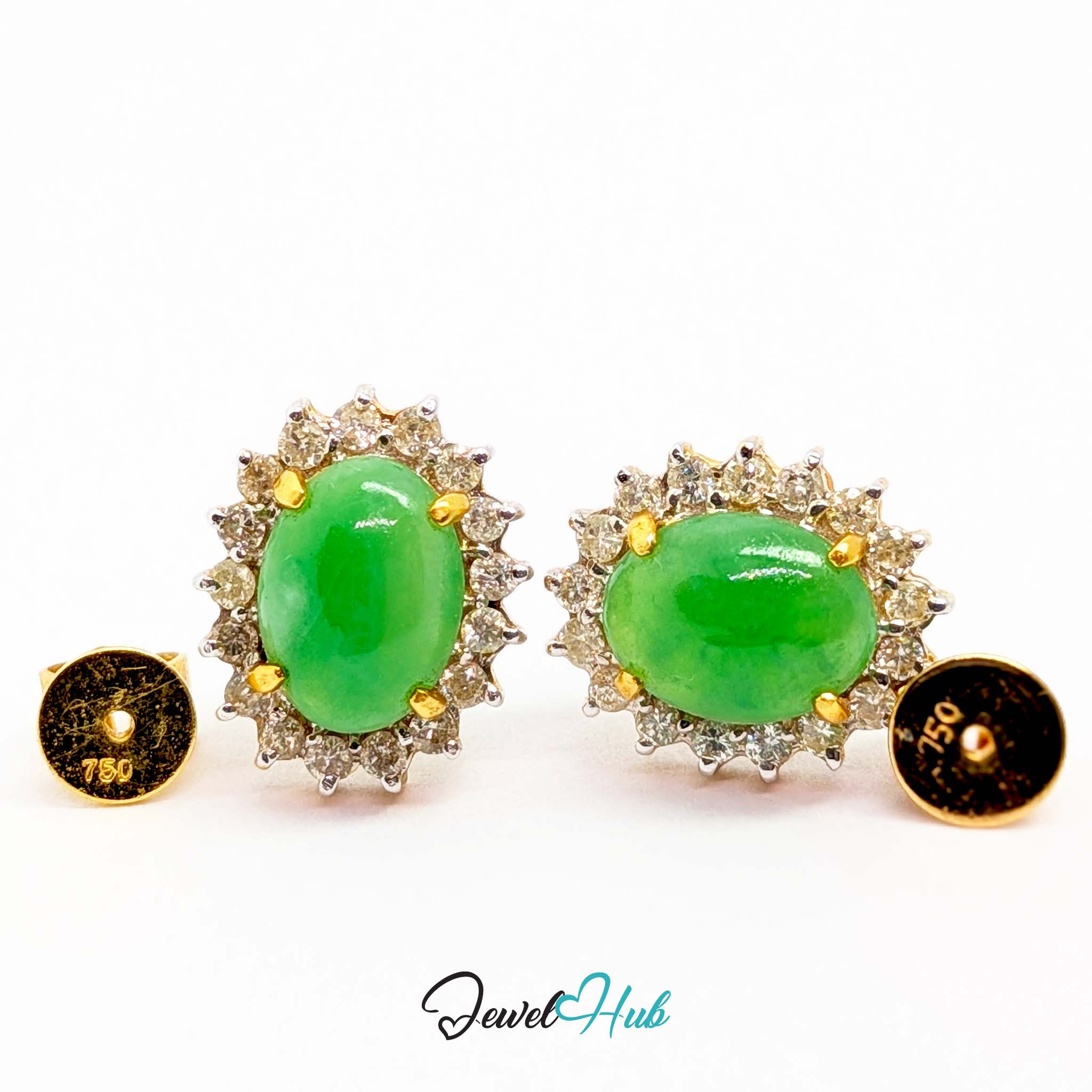 Saturated green jade with lighter and darker zones visible through the dome - JewelHub