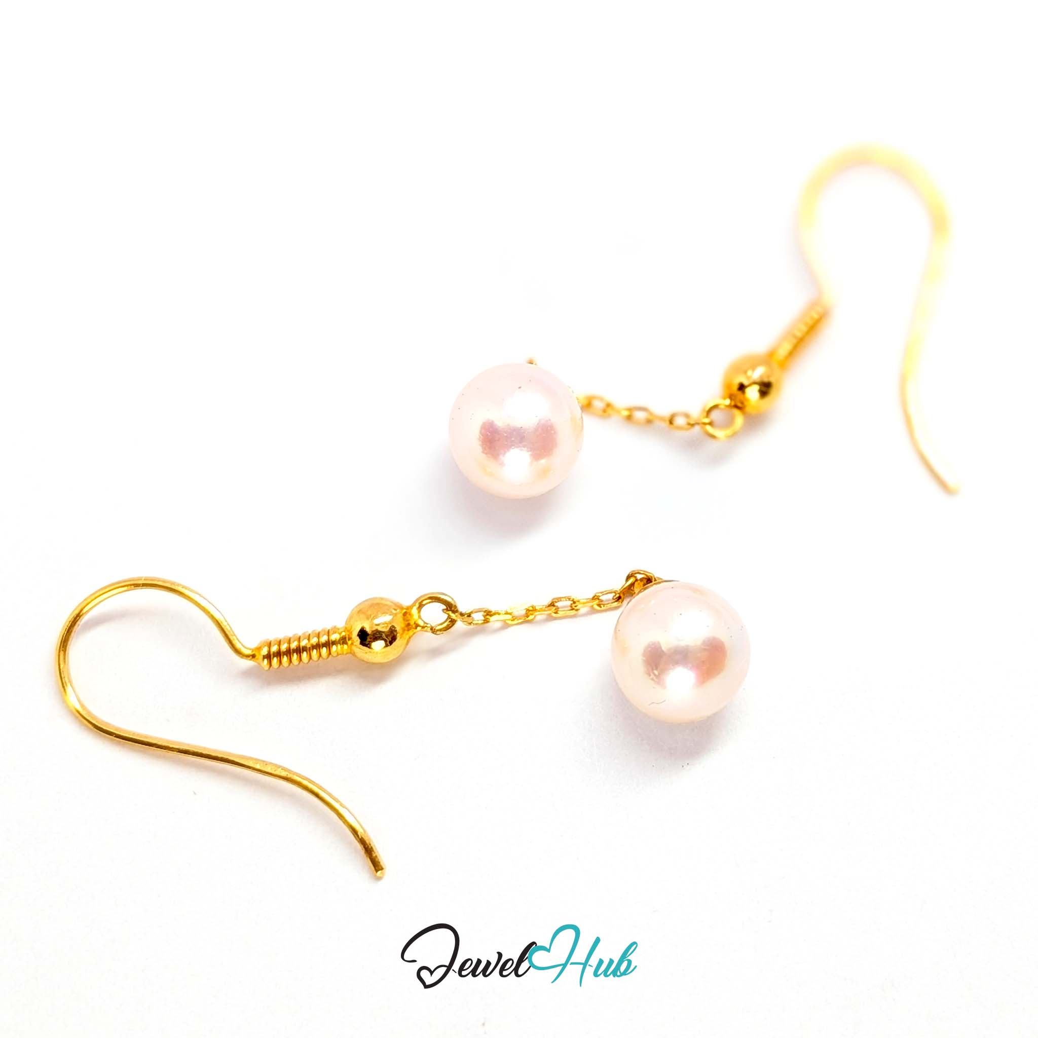 Shepherd's hook wire with a coiled section and a small polished gold ball - JewelHub
